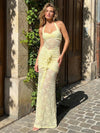 Tulle Halter Mermaid Pleated Formal Dresses