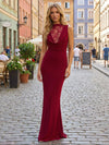 Jersey Lace Boat Neck Mermaid Formal Dresses