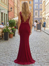Jersey Lace Boat Neck Mermaid Formal Dresses