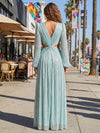 Glitter Tulle V Neck Pleated Formal Dresses