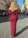 Jersey Off the Shoulder Pleated Formal Dresses