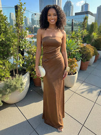 Jersey Strapless Bodycon Pleated Formal Dresses