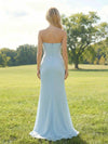 Elegant Chiffon Embroidered Evening Gown Mermaid Strapless Floral Bridesmaid Dresses