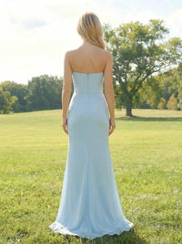 Elegant Chiffon Embroidered Evening Gown Mermaid Strapless Floral Bridesmaid Dresses