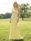 Elegant Chiffon Embroidered Evening Gown Mermaid Strapless Floral Bridesmaid Dresses