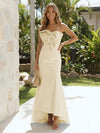 Satin Strapless Mermaid Formal Dresses with Bow