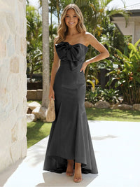 Satin Strapless Mermaid Formal Dresses with Bow