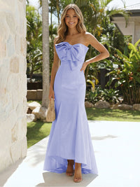 Satin Strapless Mermaid Formal Dresses with Bow