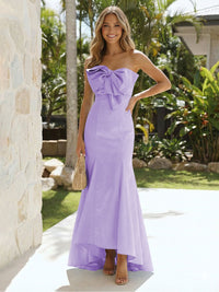 Satin Strapless Mermaid Formal Dresses with Bow