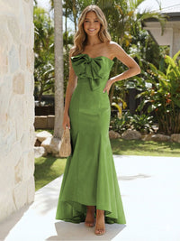 Satin Strapless Mermaid Formal Dresses with Bow