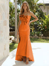 Satin Strapless Mermaid Formal Dresses with Bow