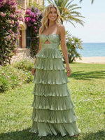 Chiffon Strapless Tiered Cut Out Bridesmaid Dresses