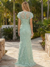 Elegant Tulle 3D Flower Evening Dresses Appliques Round Neck Formal Dresses