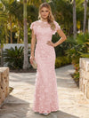Elegant Tulle 3D Flower Evening Dresses Appliques Round Neck Formal Dresses