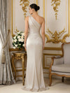 One Shoulder Satin Mermaid Pleated Bridesmaid Dresses