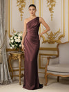 One Shoulder Satin Mermaid Pleated Bridesmaid Dresses