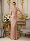 One Shoulder Satin Mermaid Pleated Bridesmaid Dresses