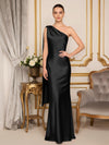 One Shoulder Mermaid Satin Formal Dresses