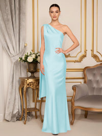 One Shoulder Mermaid Satin Formal Dresses