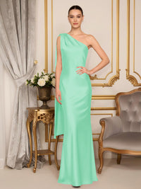 One Shoulder Mermaid Satin Formal Dresses