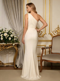 Satin One Shoulder Mermaid Formal Dresses