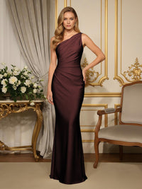 Satin One Shoulder Mermaid Formal Dresses