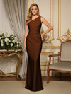 Satin One Shoulder Mermaid Formal Dresses