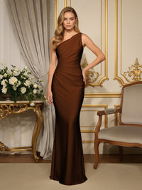 Satin One Shoulder Mermaid Formal Dresses