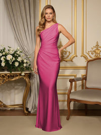 Satin One Shoulder Mermaid Formal Dresses