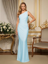 Satin One Shoulder Mermaid Formal Dresses