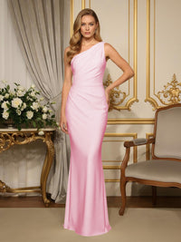 Satin One Shoulder Mermaid Formal Dresses