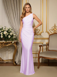 Satin One Shoulder Mermaid Formal Dresses