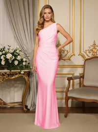 Satin One Shoulder Mermaid Formal Dresses