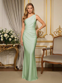 Satin One Shoulder Mermaid Formal Dresses