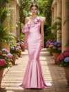 One Shoulder Satin Mermaid Formal Dresses