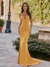 Spaghetti Straps Velvet V Neck Mermaid Formal Dresses