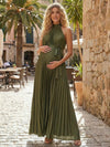 Chiffon High Neck Pleated Formal Dresses