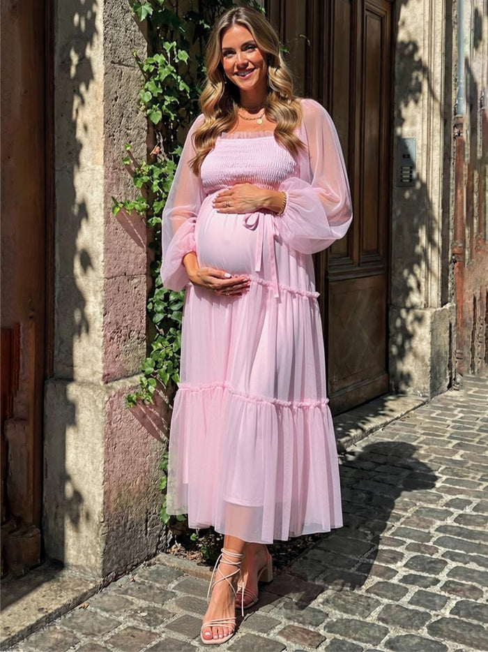 Chiffon Square Neck Pleated Formal Dresses