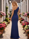 One Shoulder Pleated Jersey Mermaid Wedding Guest Dresses
