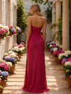 Strapless Satin Mermaid Wedding Guest Dresses with Slit