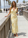 Satin Sheath V Neck Floral Embroidery Formal Dresses