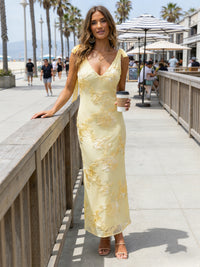 Satin Sheath V Neck Floral Embroidery Formal Dresses