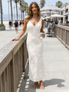 Satin Sheath V Neck Floral Embroidery Formal Dresses