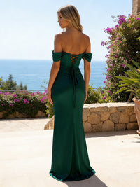 Satin Mermaid Off the Shoulder Simple Formal Dresses
