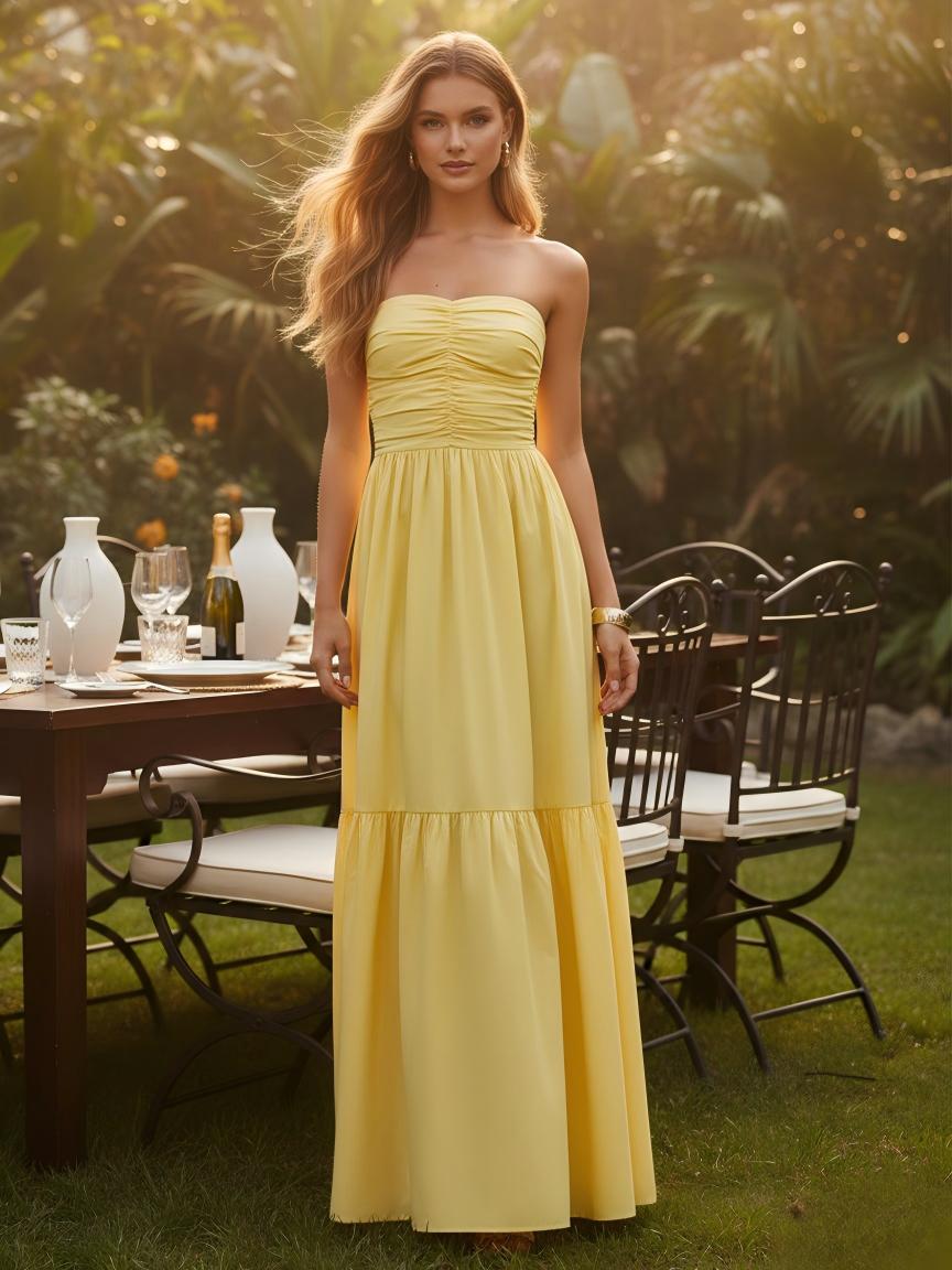 Strapless Chiffon A Line Formal Dresses