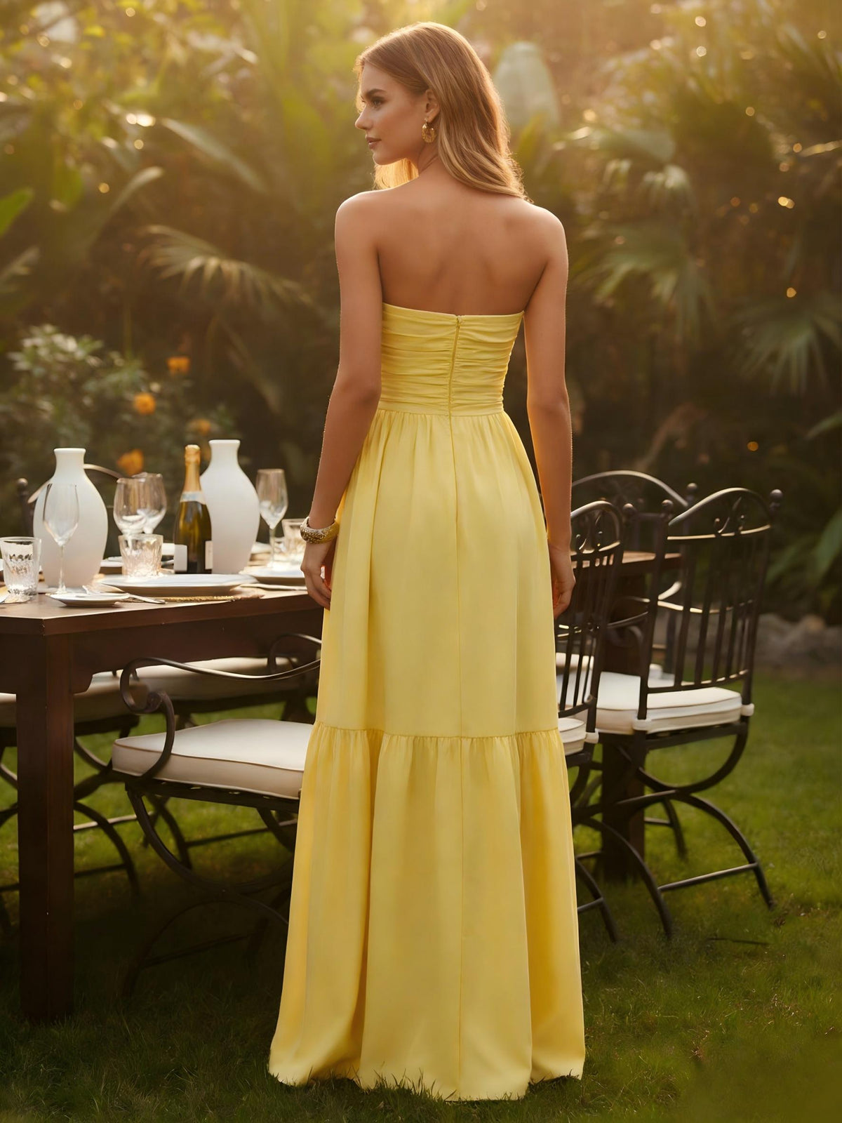 Strapless Chiffon A Line Formal Dresses
