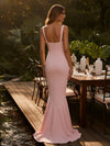 Spaghetti Straps Satin Mermaid Formal Dresses
