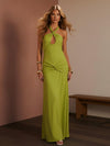 Halter Pleated Satin Mermaid Formal Dresses