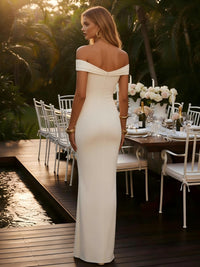 Off the Shoulder Satin Mermaid Formal Dresses