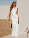 One Shoulder Pleated Satin Mermaid Formal Dresses